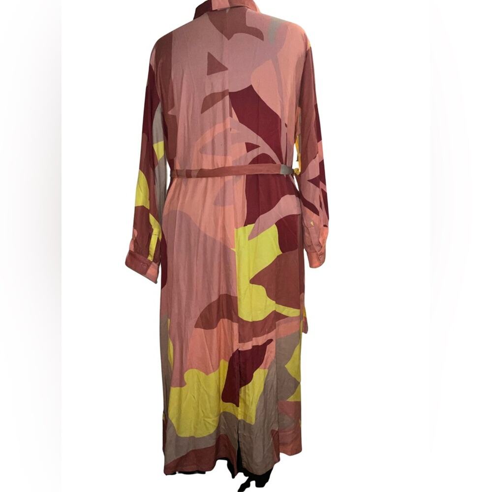 Tencel 70s Resort Maxi Shirt Dress Boho Abstract Wearable Art Belted 3X NWT - Picture 6 of 10